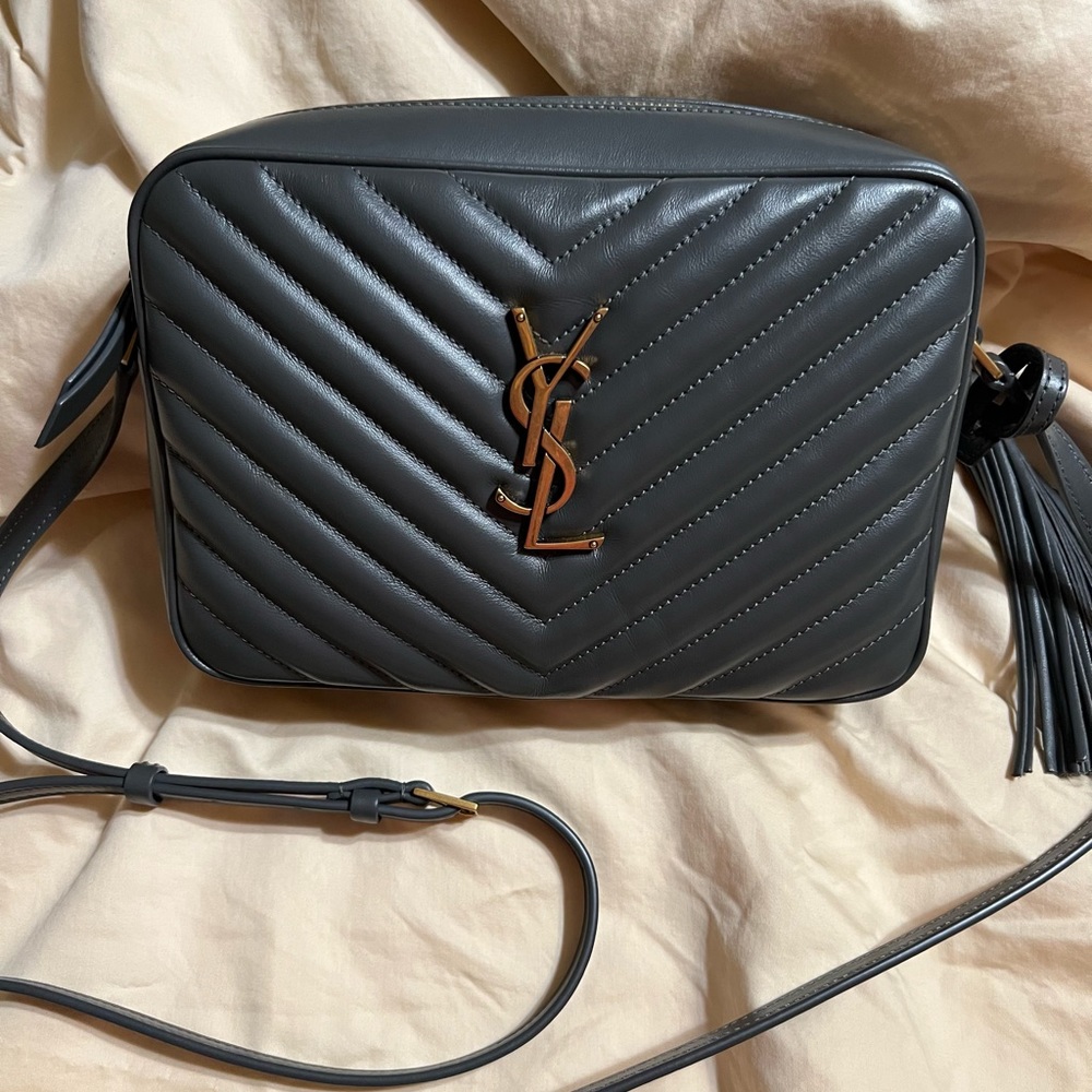 Yves Saint Laurent Lou crossbody, Gray w/ gold hardware.  Pristine condition!!!